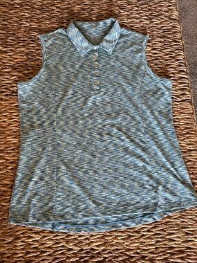 n vo Sleeveless Polo Tank Top in Blue and green Heather
